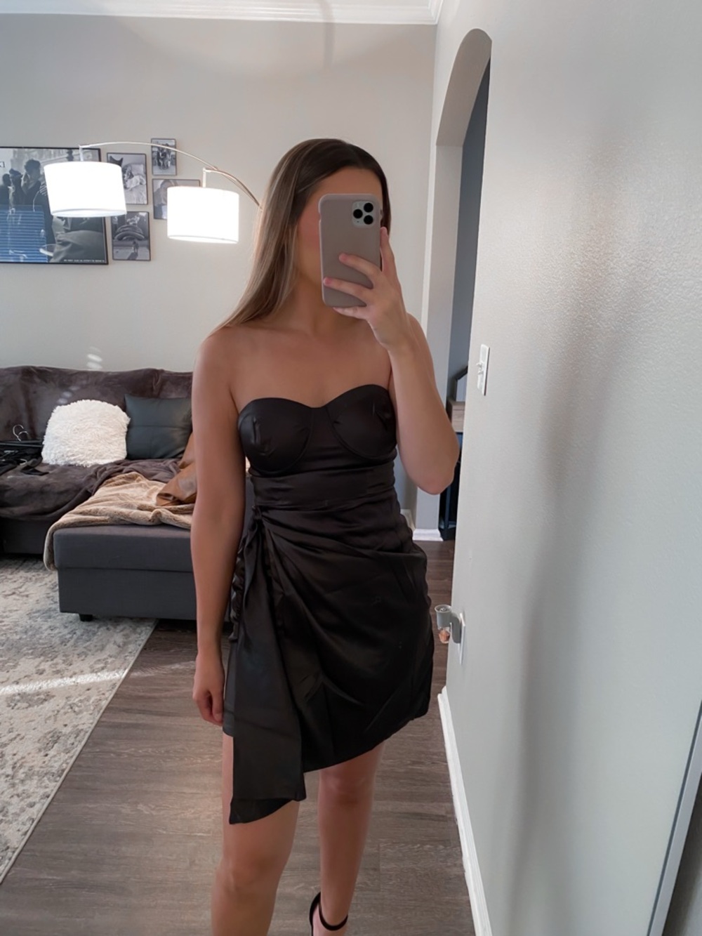 Black Showpo satin mini dress